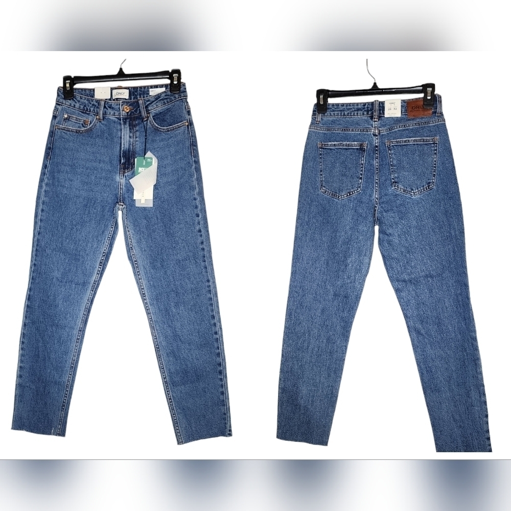 NWT Only Denim Emily Highrise Straight Medium Wash Jeans Women's Size EU 26